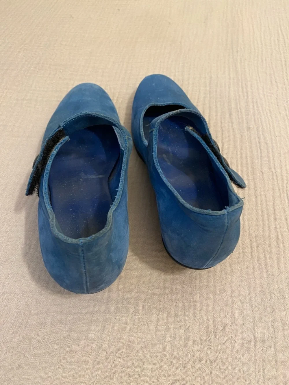ARCHE Blue Suede Mary Jane Flats - Women's Comfort Slip-On. Size 37
